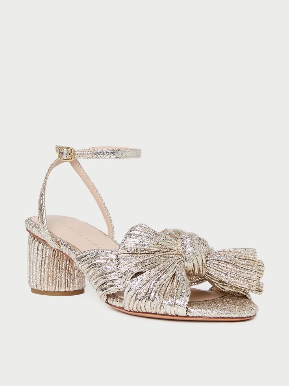 Loeffler Randall Dahlia Champagne Pleated Bow Heel size 6